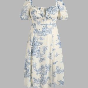 Cider Toile Du Jouy Midi Dress Curve Plus